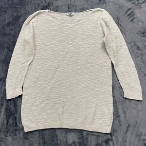 Old‎ Navy Slub Knit Pullover Womens Small Sea Salt Cream 3/4 Sleeve Sweater